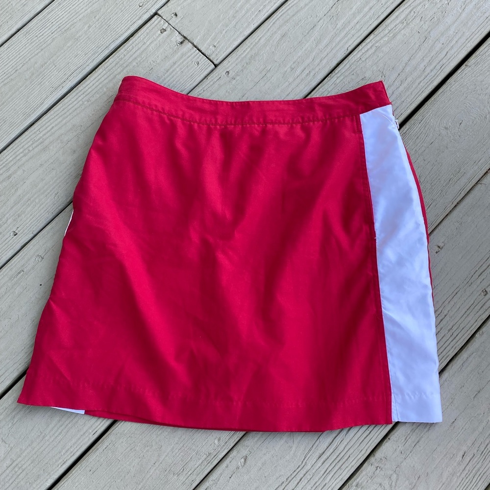 IZOD - Red (xtra dry) sport skort with white stripes sides, Size: 14